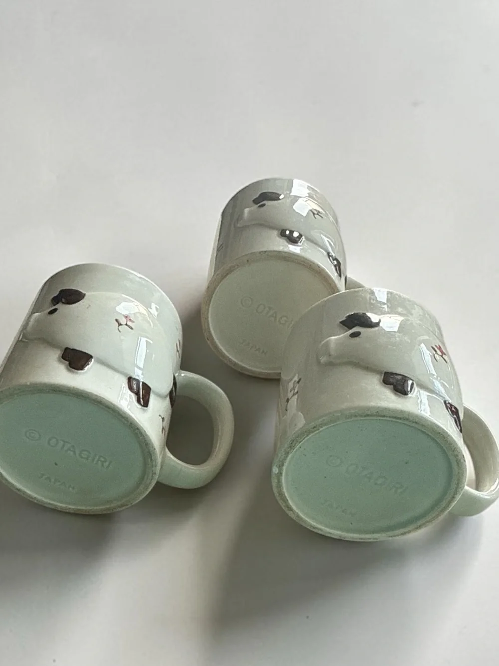 Vintage 70/80s Otagiri Cute Pig & Flower Porcelain Mugs White, Black & Pink